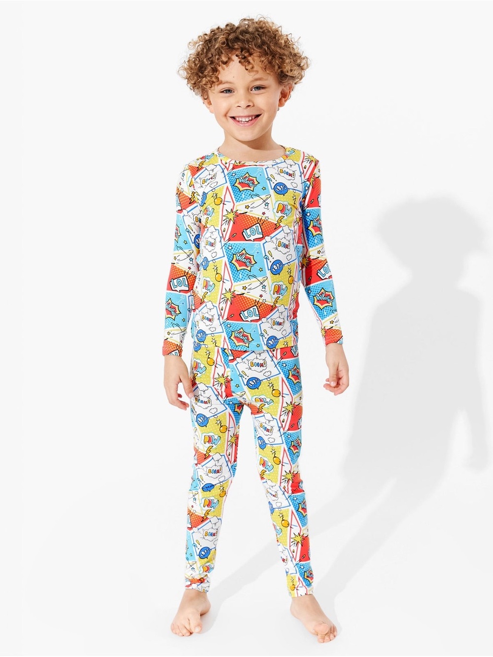 Bellabu Bear Comic Book Hero Bamboo Pajama Set Boy’s 5T